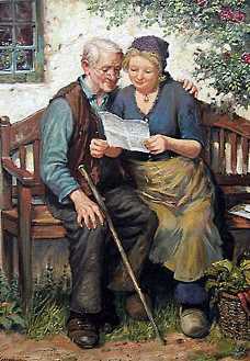 Gästebuch: Bild von einem alten Ehepaar auf einer Bank