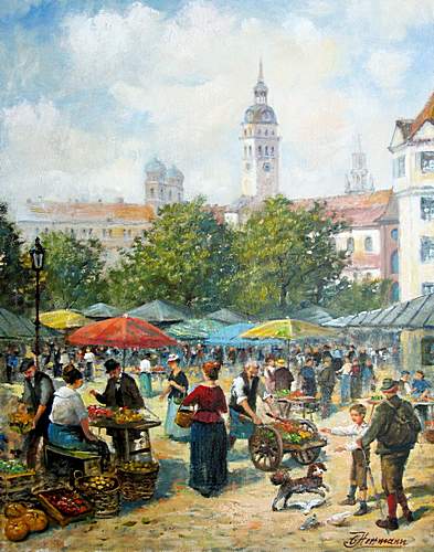 Kunstmaler Conrad Herrmann: Marktszene